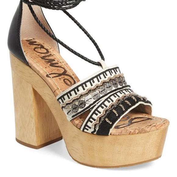 Sam Edelman Shoes - Sam Edelman Mel Embroidered Wooden Platform Sandal